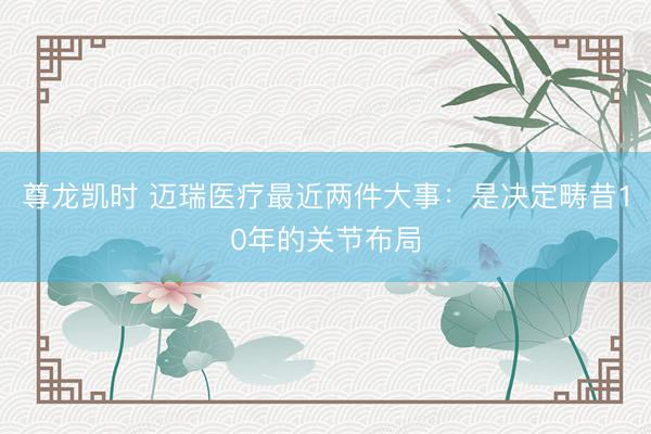 尊龙凯时 迈瑞医疗最近两件大事：是决定畴昔10年的关节布局