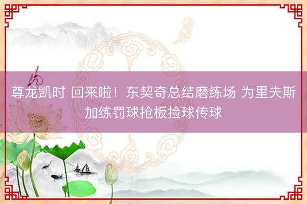 尊龙凯时 回来啦！东契奇总结磨练场 为里夫斯加练罚球抢板捡球传球