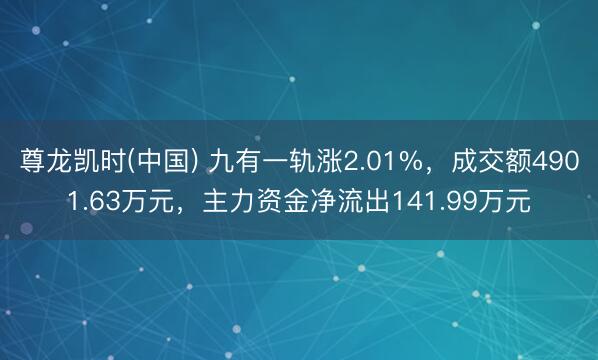 尊龙凯时(中国) 九有一轨涨2.01%，成交额4901.63万元，主力资金净流出141.99万元