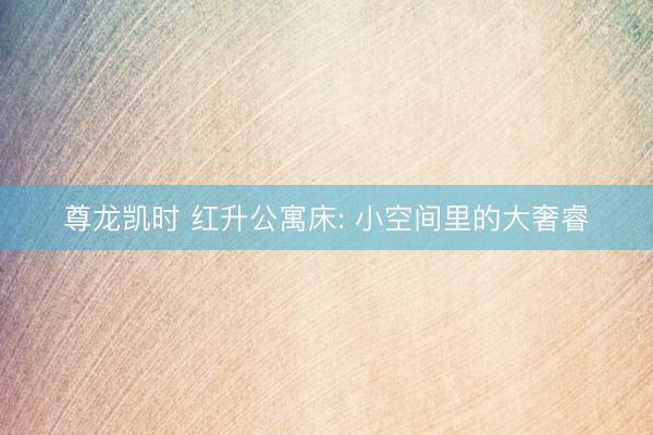 尊龙凯时 红升公寓床: 小空间里的大奢睿