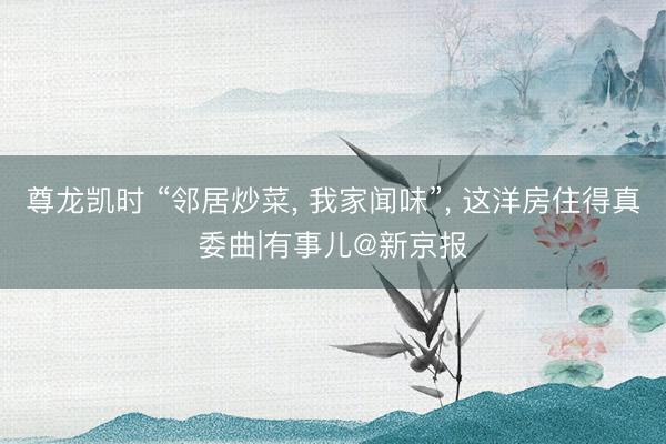 尊龙凯时 “邻居炒菜， 我家闻味”， 这洋房住得真委曲|有事儿@新京报