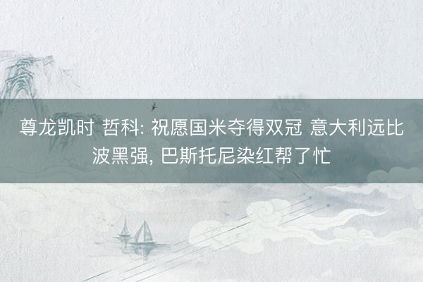 尊龙凯时 哲科: 祝愿国米夺得双冠 意大利远比波黑强， 巴斯托尼染红帮了忙