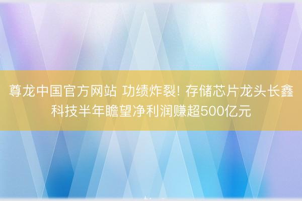尊龙中国官方网站 功绩炸裂! 存储芯片龙头长鑫科技半年瞻望净利润赚超500亿元