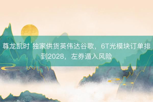 尊龙凯时 独家供货英伟达谷歌,6T光模块订单排到2028,左券遁入风险