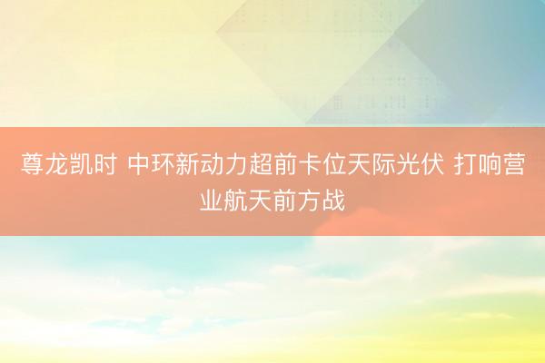 尊龙凯时 中环新动力超前卡位天际光伏 打响营业航天前方战