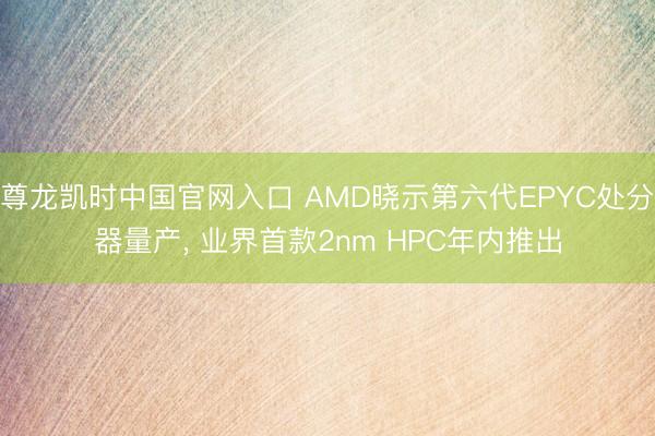 尊龙凯时中国官网入口 AMD晓示第六代EPYC处分器量产， 业界首款2nm HPC年内推出