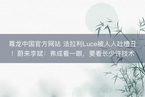尊龙中国官方网站 法拉利Luce被人人吐槽丑！蔚来李斌：弗成看一眼，要看长少许技术