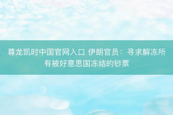 尊龙凯时中国官网入口 伊朗官员：寻求解冻所有被好意思国冻结的钞票