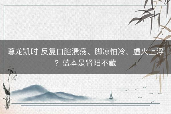 尊龙凯时 反复口腔溃疡、脚凉怕冷、虚火上浮？蓝本是肾阳不藏
