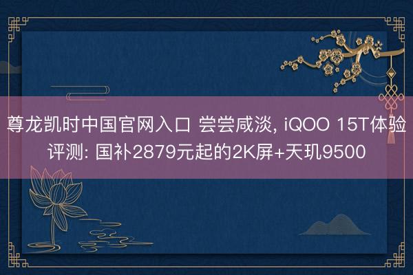尊龙凯时中国官网入口 尝尝咸淡， iQOO 15T体验评测: 国补2879元起的2K屏+天玑9500