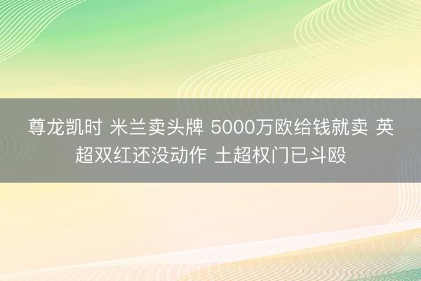 尊龙凯时 米兰卖头牌 5000万欧给钱就卖 英超双红还没动作 土超权门已斗殴