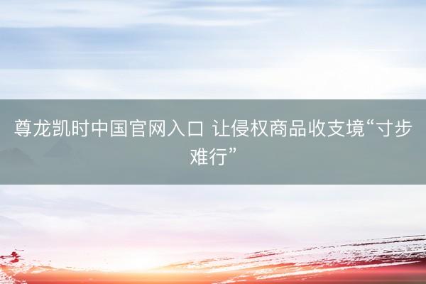 尊龙凯时中国官网入口 让侵权商品收支境“寸步难行”