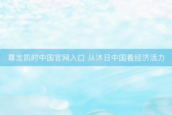 尊龙凯时中国官网入口 从沐日中国看经济活力