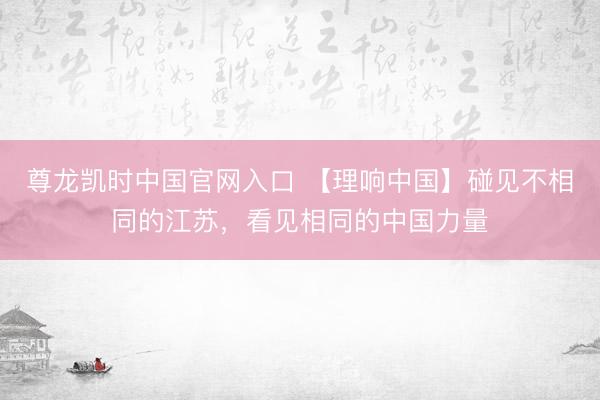 尊龙凯时中国官网入口 【理响中国】碰见不相同的江苏，看见相同的中国力量