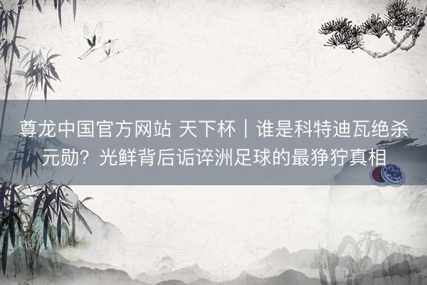 尊龙中国官方网站 天下杯｜谁是科特迪瓦绝杀元勋？光鲜背后诟谇洲足球的最狰狞真相