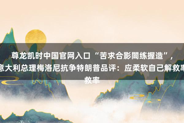 尊龙凯时中国官网入口 “苦求合影闇练握造”,意大利总理梅洛尼抗争特朗普品评:应柔软自己解救率